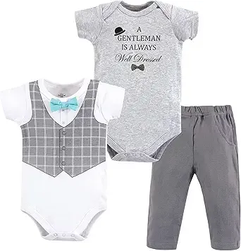 Little Treasure Baby Boy Cotton Bodysuit and Pant Set