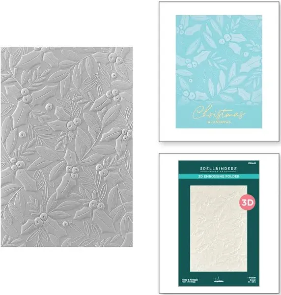 Holly & Foliage 3D Embossing Folder from the De-Light-Ful Christmas Collection by Yana Smakula