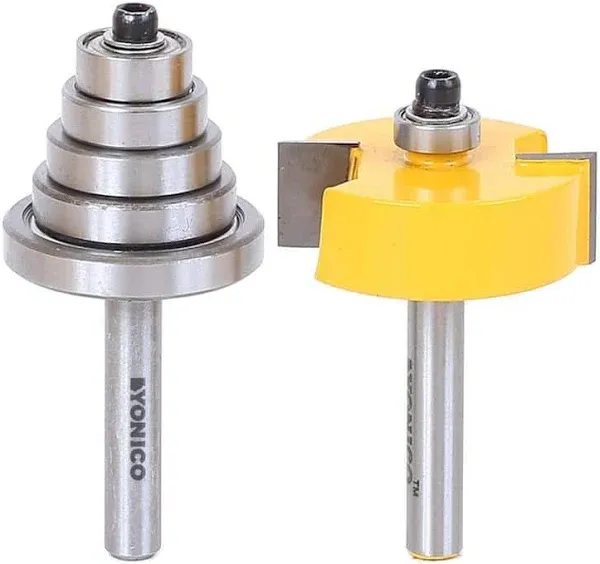 Yonico 1/2-Inch Height with 6 Bearings Rabbet Router Bit & Bearing Set Shank