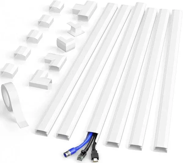  Cord Hider, 94.5in Cord Covers for Wires 1.18in W x 0.67in H x 94.5in L White