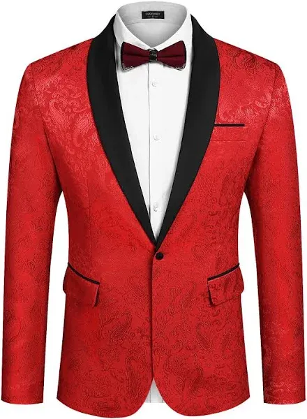 COOFANDY Men's Paisley Floral Tuxedo Jacket