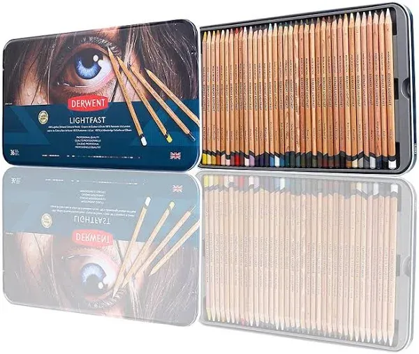 Derwent LIGHTFAST Professional Quality Artist Oil Base Colour Pencils 12 Tin Set