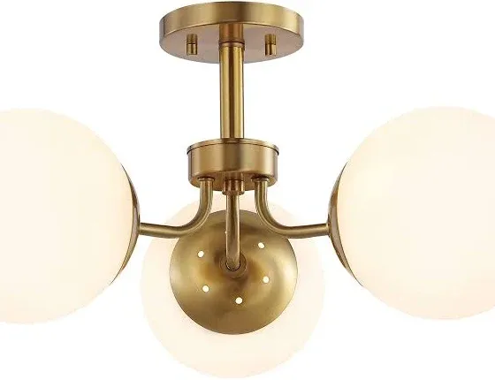 JONATHAN Y Olivier 3-Light Bohemian Farmhouse LED Semi Flush Mount