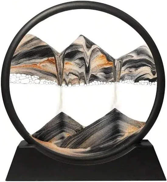 Moving Sand Art Picture Round Glass Quicksand Painting 3D Deep Sea Sandscape