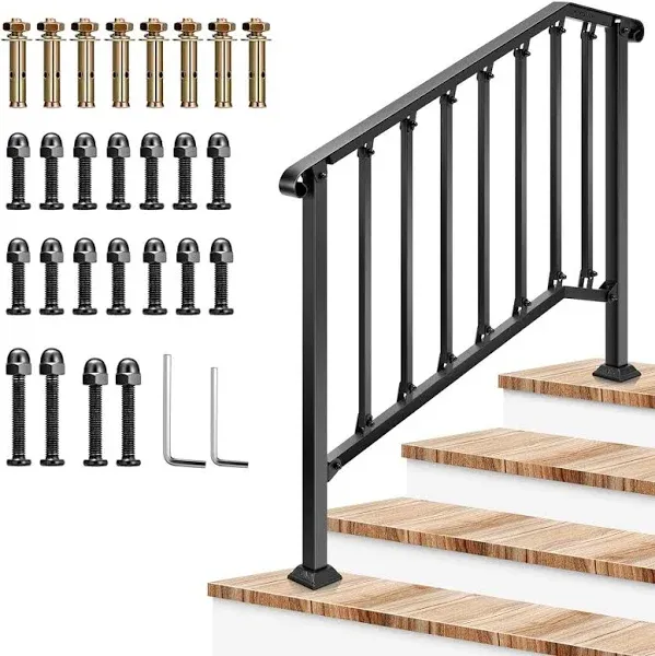 Outdoor Step Stair Handrail Wrought Mattle Iron Handrail for Concrete Steps