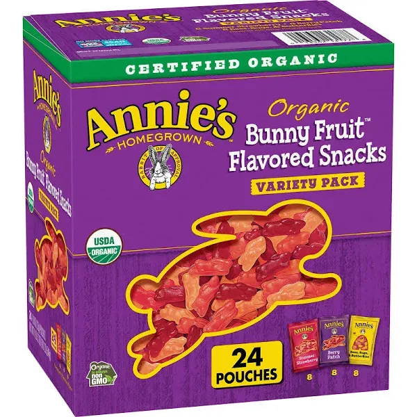 Annie's Fruit Flavored Snacks, Organic, Bunny, Summer Strawberry/Berry Patch, Variety Pack