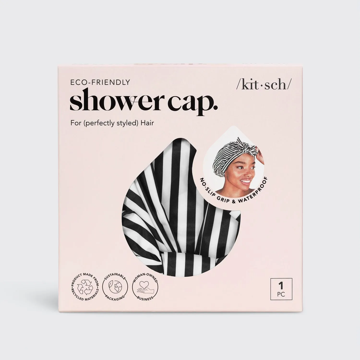 Kitsch Elevated Luxury Shower Cap, Stripe