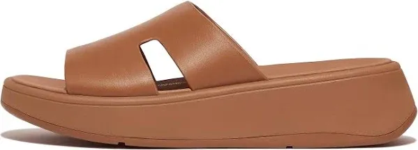 FitFlop Women's F-Mode Raw-Edge Leather Flatform H-bar Slides Wedge Sandal