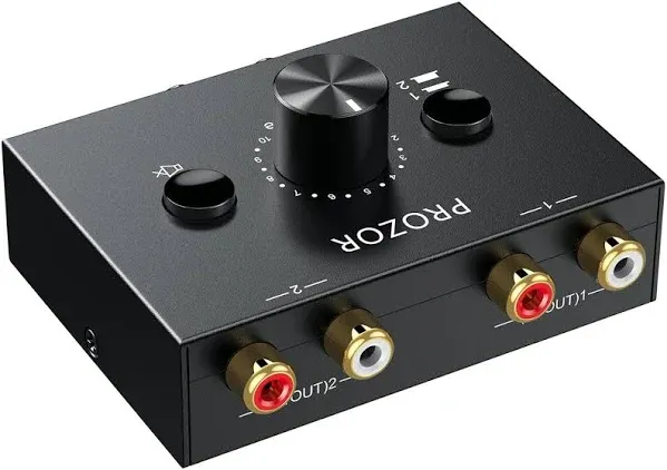 PROZOR RCA Stereo Audio Switcher - 2 in 1 Out R/L Stereo Audio Switch, 1 in 2...