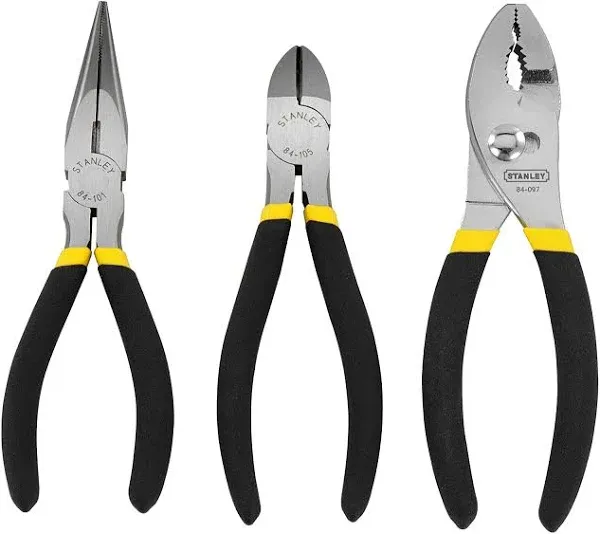 STANLEY - 0-84-114 - THREE PIECE BASIC PLIER SET; - Alicates