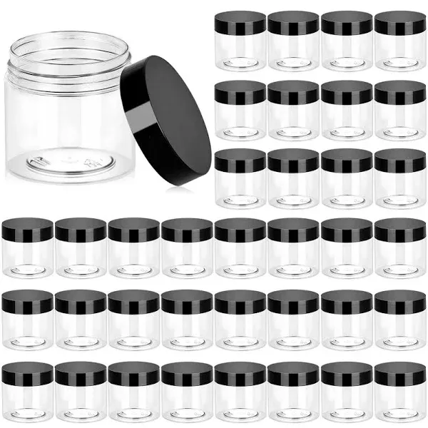 Eternal Moment 36 Pack 3 OZ Plastic Jars Round Clear Cosmetic Container Jars with Lids