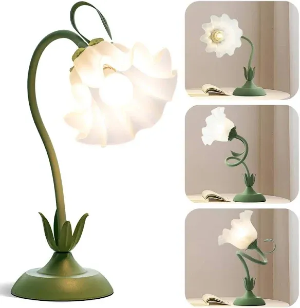 Vintage Flower Table Lamp,‎ LED Reading Lamp Cute Flower Bedside Night Light 3 C