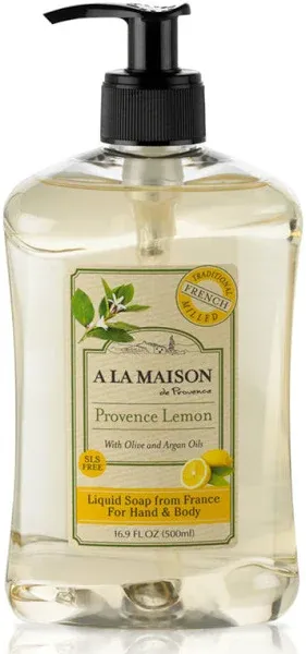 A LA MAISON French Liquid Hand Soap, Provence Lemon - Natural Hand Wash Made with Essential Oils - Biodegradable, Plant-Based, Vegan, Cruelty-Free, Alcohol & Paraben Free (16.9 oz, 1 Pack)