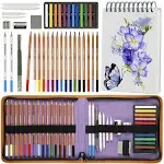 COLOUR BLOCK Drawing Travel Art Set - 60 sheets 6 x 8 Inches Drawing Pad,16 D...