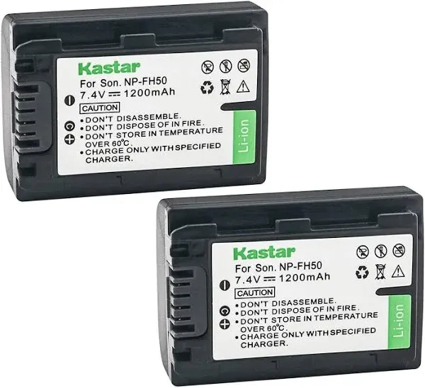 Kastar Np-fh50 Battery (2-Pack) for Sony NP-FH40 NP-FH30 and Dslr-a230 Dslr-a330 DSLR-A290 Dslr-a380 DSLR-A390 HDR-TG1E HDR-TG3