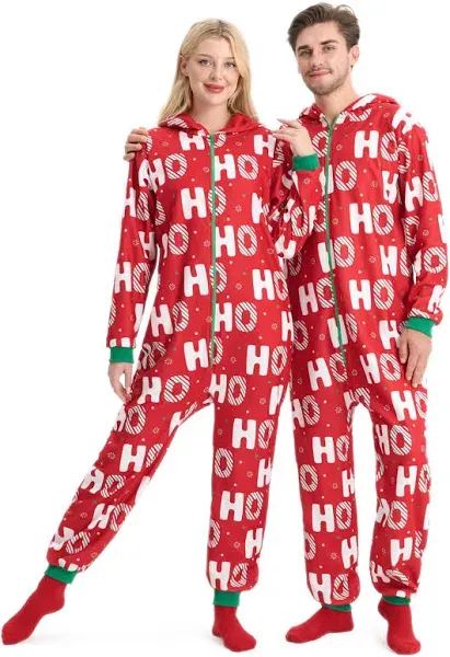 Women's Tipsy Elves Unisex Adult Christmas Onesies Matching Holiday Jumpsuits with Convenient Pockets