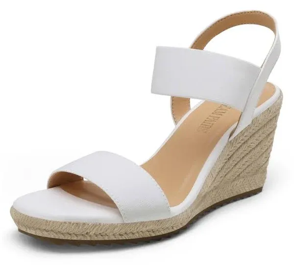 DREAM PAIRS Womens Open Toe Espadrilles Dressy Platform Sandals Slip on Elastic Ankle Strap Wedges Sandals