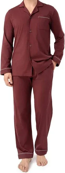 DAVID ARCHY Mens Pajamas Set Soft Cotton Notched Collar Pajamas for Men Long Sleeve Mens Sleepwear with Pockets & Front Fly