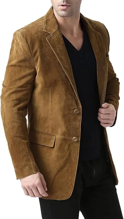 BGSD Men Cliff 2-Button Suede Leather Blazer Sport Coat Jacket (Also available in Big and Tall and Short)