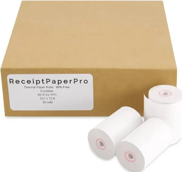 ReceiptPaperPro 2 1/4” x 72 ft Coreless Thermal Paper Receipt Rolls for Poynt C Smart Terminal V3.0