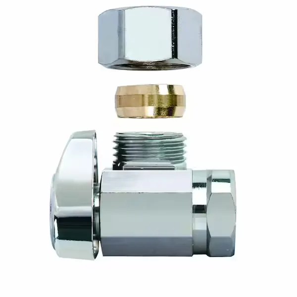 BrassCraft 1/2 in. FIP Inlet x 7/16 in. and 1/2 in. Slip-Joint Outlet 1/4-Turn Angle Valve G23301X C1