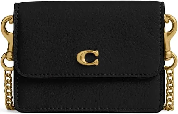 Coach Black Pebble Leather mini  Crossbody Bag wallet