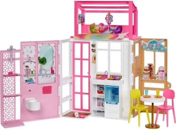 Barbie Doll House with Furniture, Accessories, Pet Puppy, and 4 Play Areas