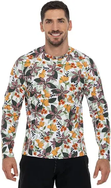 Men's Hightide Long Sleeve Swim Shirt | Apricot Crush Floral Paradise