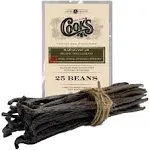 Cooks, Madagascar Organic Vanilla Beans, Grade A, Worlds Finest Gourmet Fresh Premium Vanilla, Certified Organic by CCOF, 25 Whole Beans