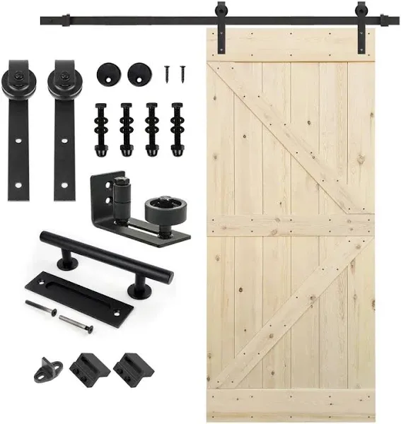 SMARTSTANDARD 84in Sliding Barn Door Barn Door Hardware Kit Handle