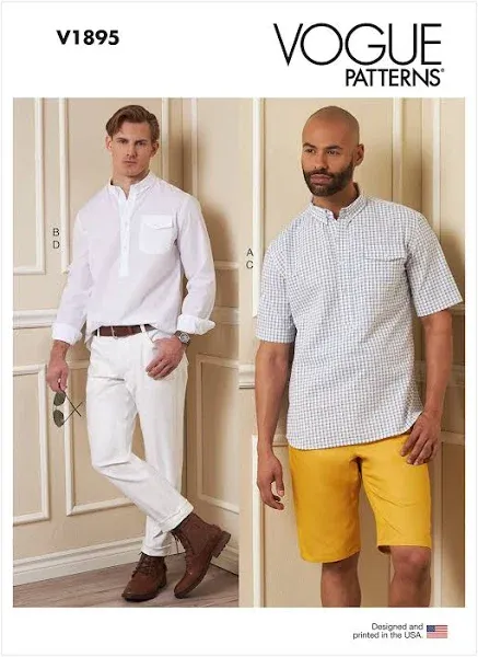 Vogue Pattern - V1895 - Men&#039;s Long and Short Sleeve Shirts, Shorts and Pants