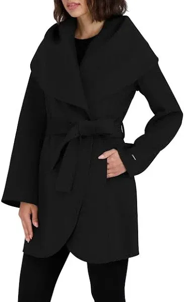 Womens Wool Blend Belted Wrap Coat