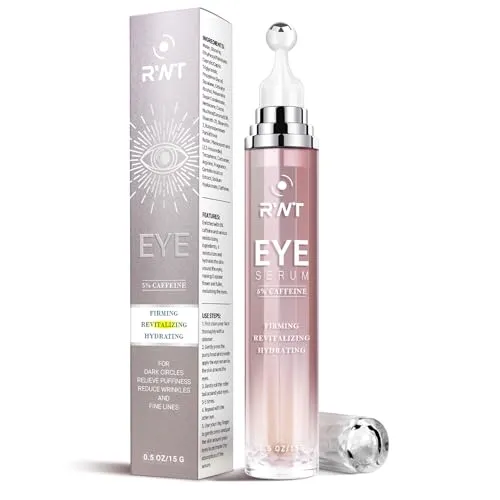 RWT 5% Caffeine Eye Cream & Under Eye Serum for Dark Circles and Puffiness Eye Care Eye Roller Serum with 360° Massage Ball Eye Treatment Serum Under