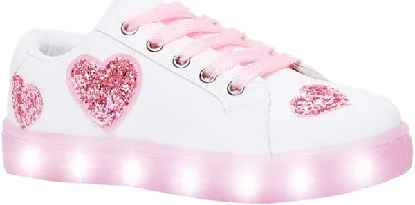 Fabkids Kids' Glitter Heart Lace-Up Sneakers