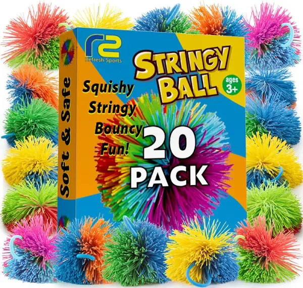 Fidget Toys - Original Soft & Stretchy Ball Bulk 20 Pack - Easter Basket Gifts for Boys & Girls All Ages - Sensory Balls Monkey Stringy Ball 90s Toys - Sensory Toy Gift Fidgets for Kids - Kooosh Balls