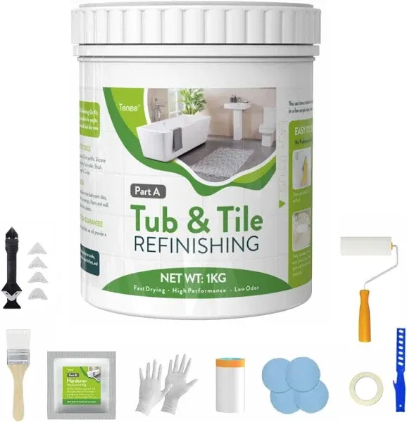 Tenee DIY Sink Bathtub Reglaze Kit White Tub and Tile Refinishing Kit