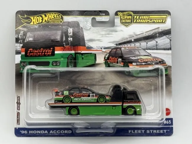 2024 Hot Wheels Team Transport #65 &#039;96 Honda Accord &amp; Fleet Street Castrol