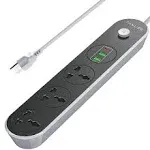 Power Strip with USB Ports 6ft Power Cord 2500W Circuit Breaker 3 Outlets 3 Q...