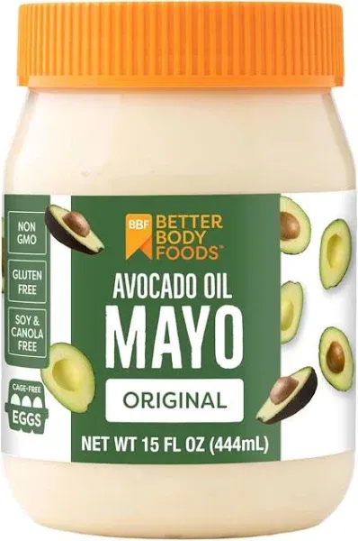 Betterbody Foods Avocado Oil Mayonnaise Non-GMO Mayo Made with Cage-Free Eggs