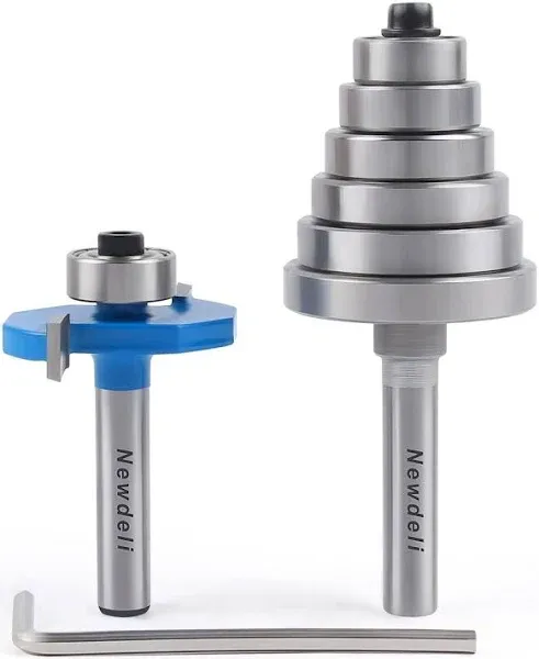 YONICO Rabbet & Bearing Router Bit Set 1/2-Inch Height with 6 Bearings 1/2-Inch Shank 14705