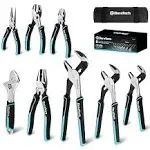 8 Piece Pliers Set with Rolling Pouch Premium CR V CR Ni Construction 12