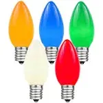 25 C9 Multi Color Ceramic with White Replacement Bulbs Christmas Lights Holiday