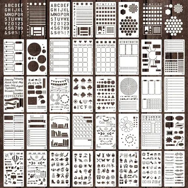 36 Pieces Journal Stencils for Bullet Dot Journaling Notebook Scrapbook, 4 x... 