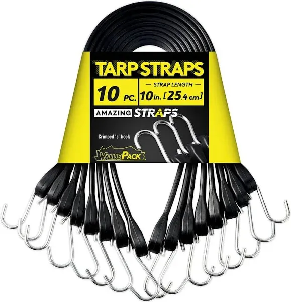 AMAZING STRAPS Rubber Bungee Cords Heavy Duty Outdoor Max Stretch & Over 176 lbs Load