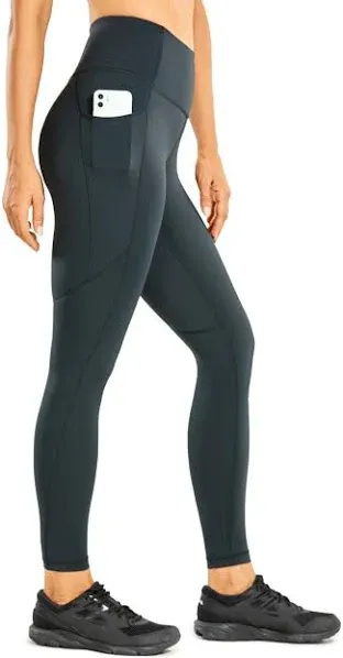 CRZ Yoga Womens Workout Capris Leggings 23'' High Waisted Gym Tummy Control Yoga Pants with 2 Pockets