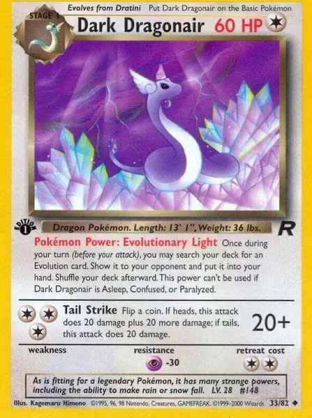 Pokemon Team Rocket Dark Dragonair 1st Edition