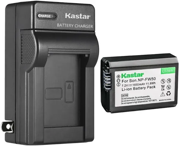 Kastar NP-FW50 Battery and AC Wall Charger Replacement for Sony NP-FW50