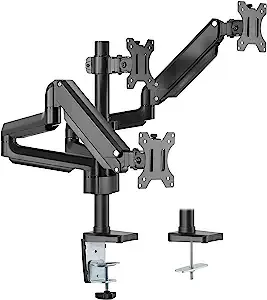 Mount-It! Triple Monitor Mount - 3 Monitor Stand for Gamers and Professionals Fits Curved or Flat Screens from 17 to 27 Inches, 15 Lbs per Screen