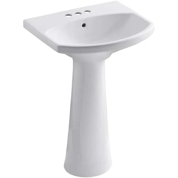 Kohler K-2362-4-0 Cimarron Pedestal Bathroom Sink with 4" Centerset Faucet Holes White