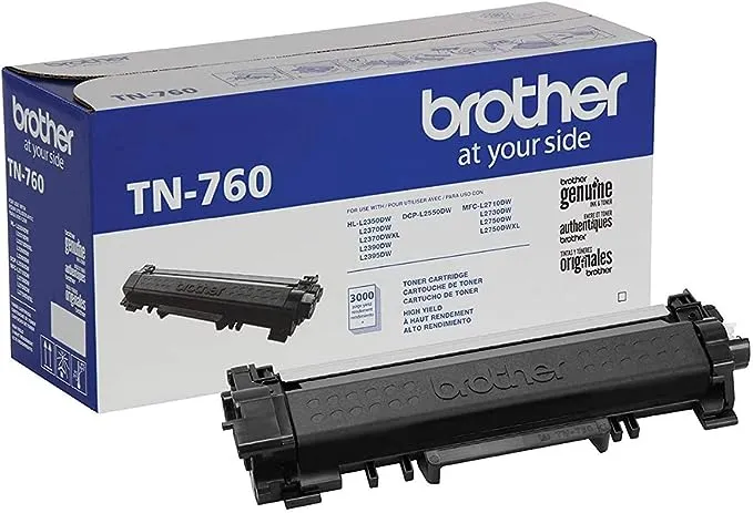 Brother Genuine Cartridge TN760 High Yield Black Toner, Pack of 4Brother Genuine Cartridge TN760 High Yield Black Ton…